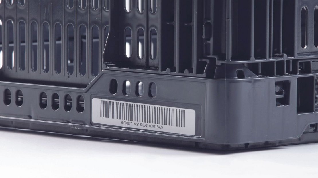 inotec Photo of Inmould Barcode Etikett Behälter schwarz