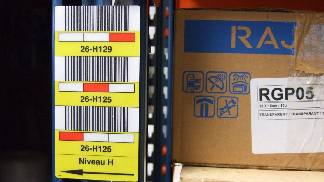 inotec Barcode Etikett Regaldurchfahrten
